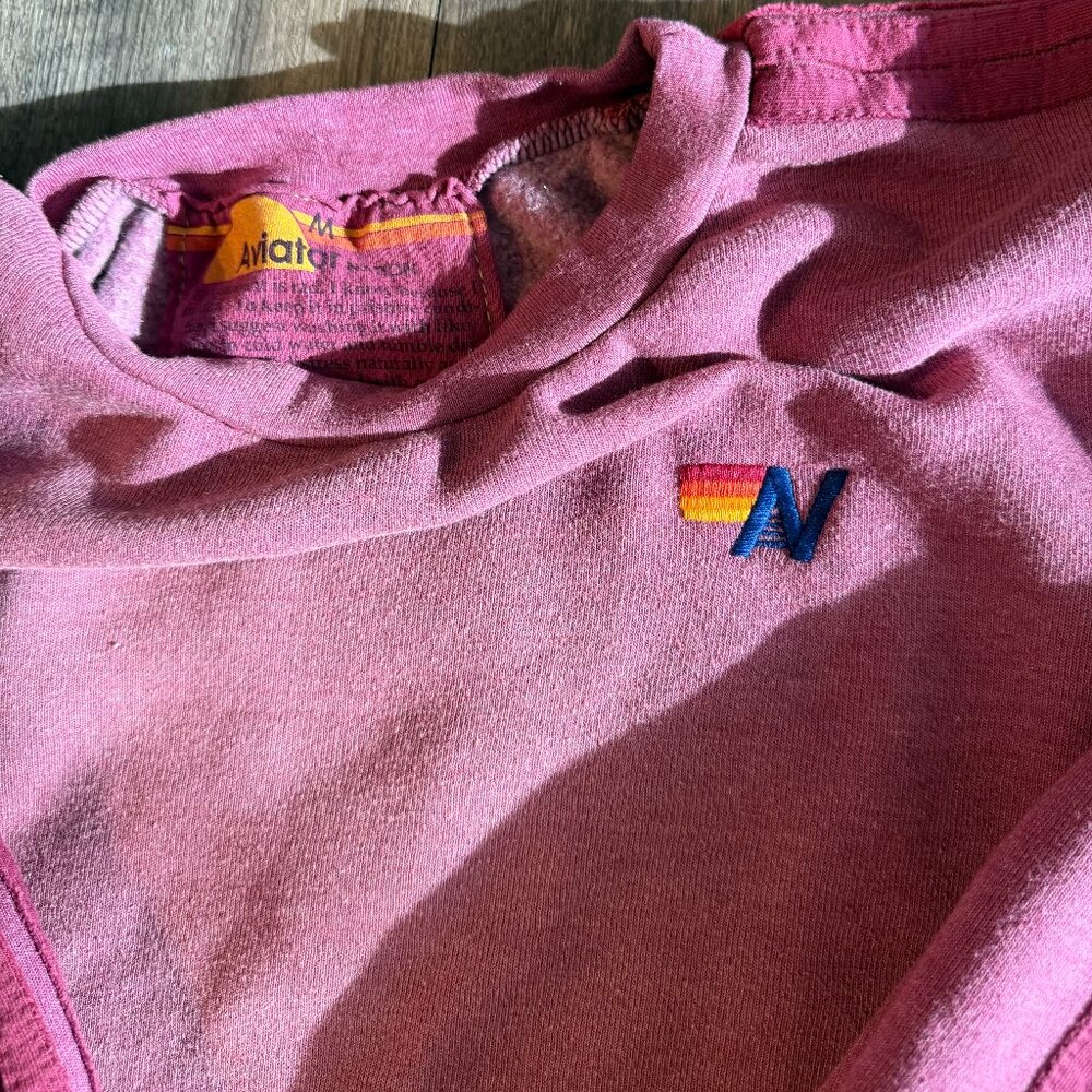 Aviator Nation Classic Stripe Cropped Crew Sweatshirt